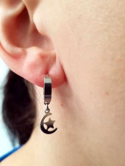 Preview: Libelle Blume Stern Motiv Creolen Edelstahl Ohrringe